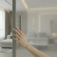 Самый изящный профиль в мире межкомнатных перегородок. Выполнен из анодированного алюминия и имеет с внешней стороны эффект "ригато".