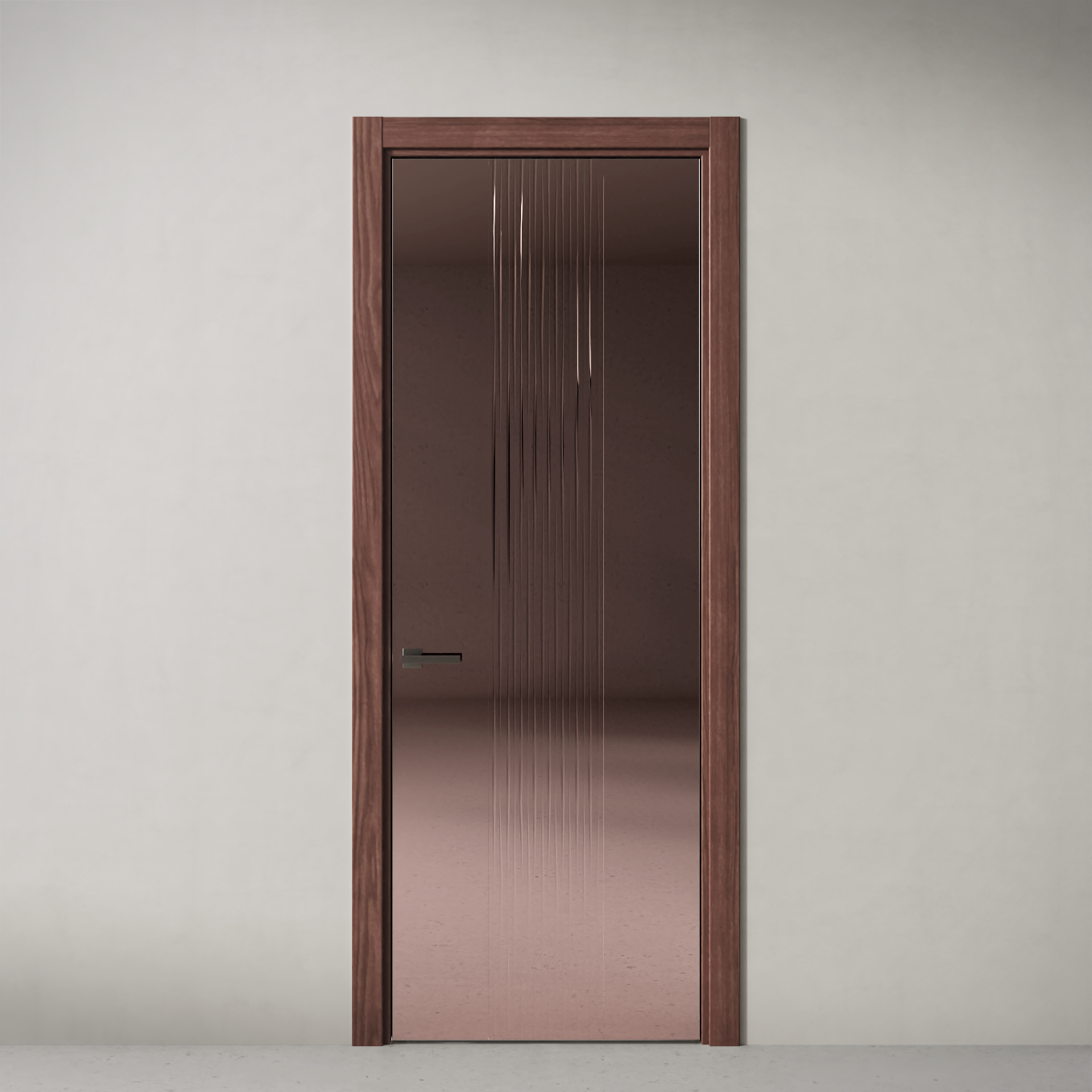 Стеклянная дверь Рейн, модель 22 с гравировкой стекло зеркальная бронза