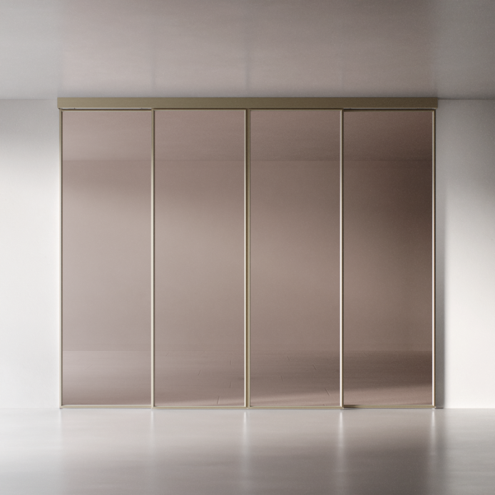 Межкомнатная перегородка 1000 линий цельностеклянная, шампань