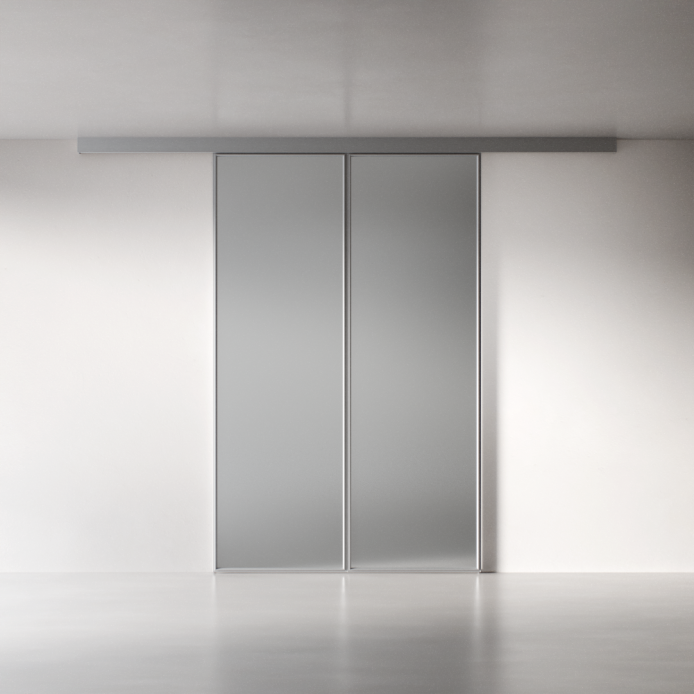 Межкомнатная перегородка 1000 линий цельностеклянная, серебряный