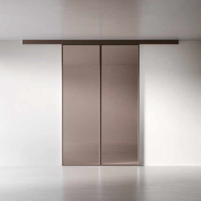 Межкомнатная перегородка 1000 линий цельностеклянная, темно-коричневый