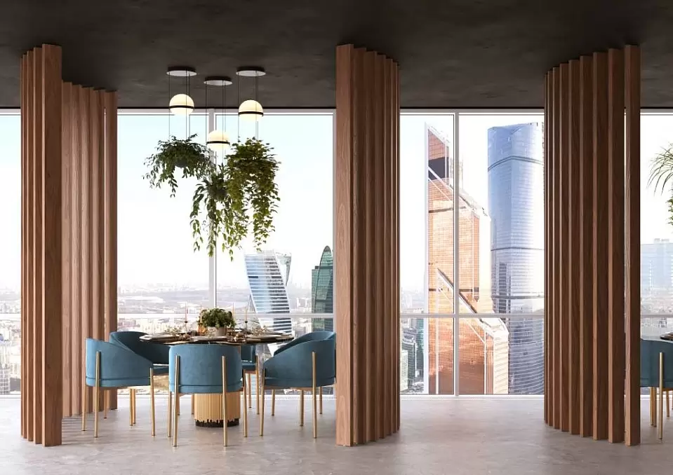 Деревянные реечные перегородки в интерьере — 5