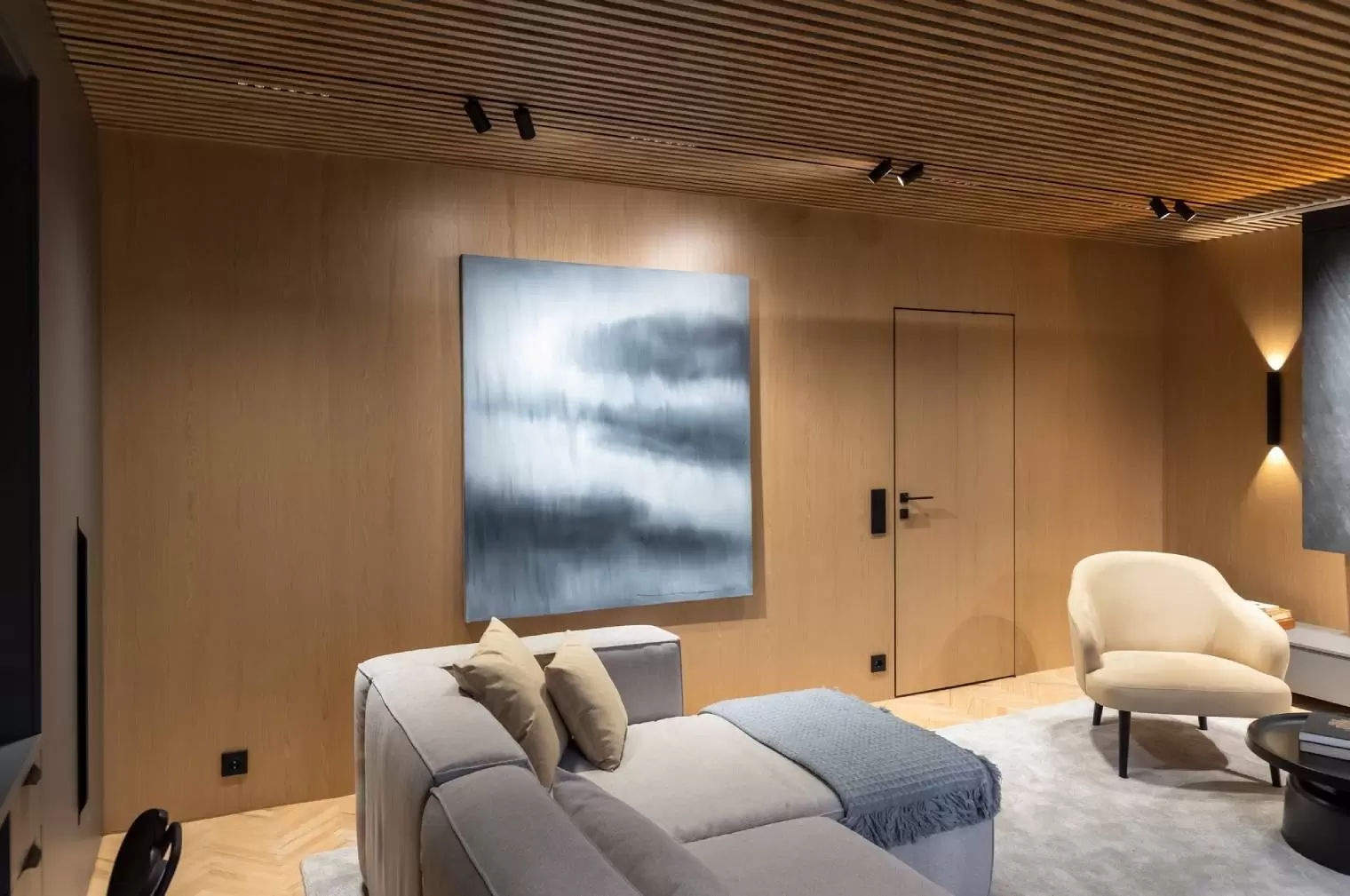 Гостиная с деревянным потолком — 9