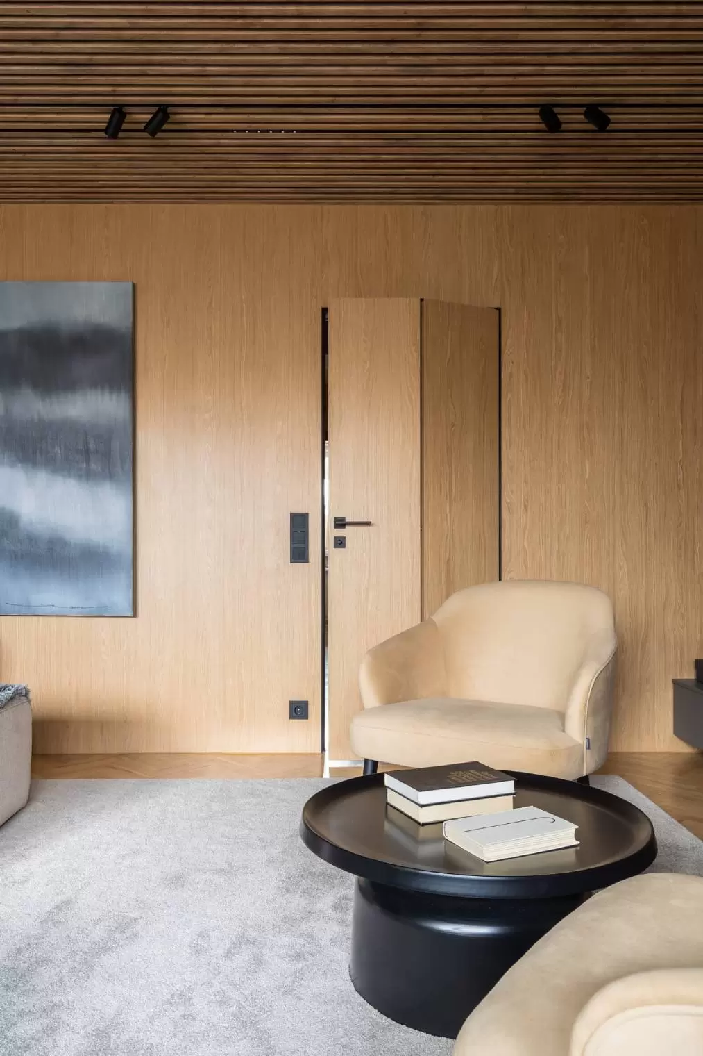 Гостиная с деревянным потолком — 14