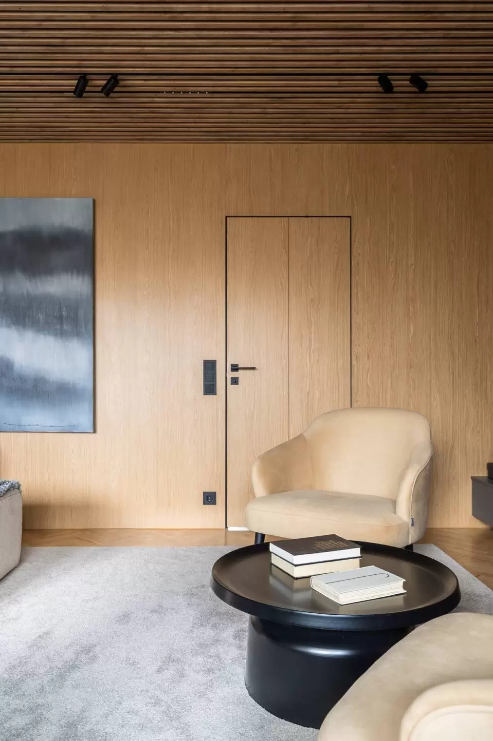 Гостиная с деревянным потолком — 11